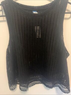Old Navy Black Open-Knit Sleeveless Top